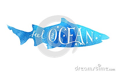 Hand drawn lettering - feel the ocean Vector Illustration