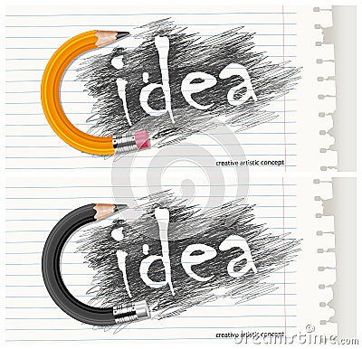 Hand drawn letters with circle pencil & text Vector Illustration