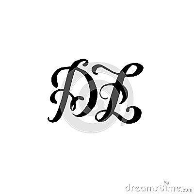 Hand drawn letters D and Z for wedding logo monogram design on white background Vector Illustration