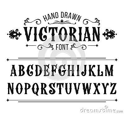 Hand drawn letters. Victorian style Vector Illustration