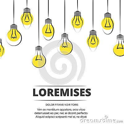 Hand drawn light bulbs background design Vector Illustration