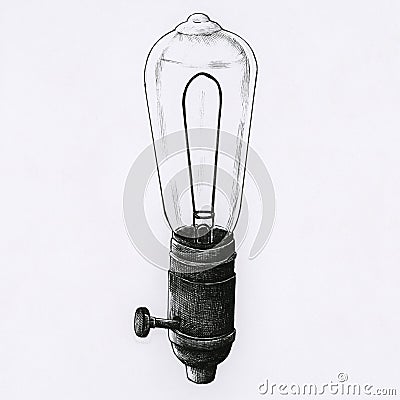 Hand drawn lightbulb isolated on background Stock Photo