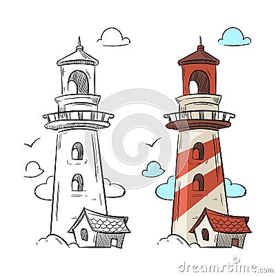 Hand drawn lighthouse vector Vector Illustration