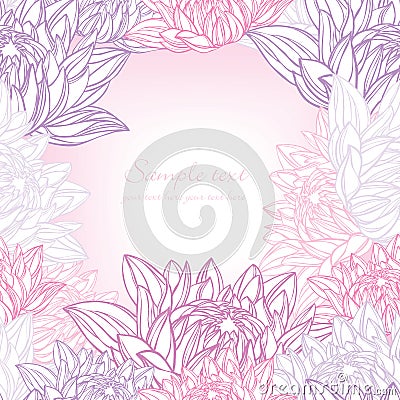 Hand drawn lily frame floral Vector Illustration