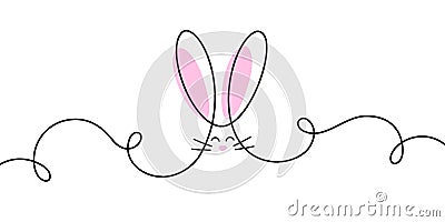 Hand drawn line art Rabbit. Minimalistic Easter Bunny Continuous One Line Drawing. Vector illustration Vector Illustration