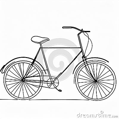 Hand drawn line drawing, bicycle, classic, generative ai Vector Illustration