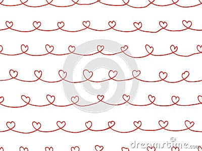 Hand drawn line valentines hearts background Stock Photo