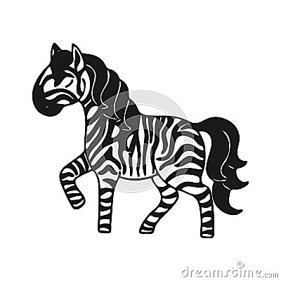 Hand-drawn little cute Zebra icon. Vector Illustration