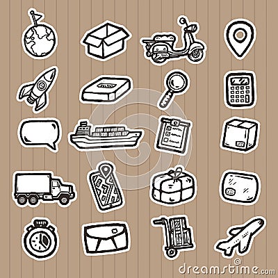 Hand drawn logistic icons. Vector Illustration