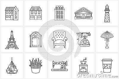 Hand drawn logo elements and icons Vector Illustration