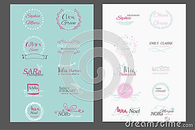 Hand drawn logo templates collection. Vector Illustration