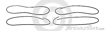 Hand drawn long circle ovals set. Ellipses of different widths. Highlight circle frames. Elipses and ovals in doodle Vector Illustration