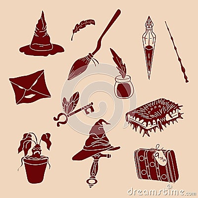 Hand drawn magical things. Vector background, wallpaper, backdrop, stickers Vector Illustration