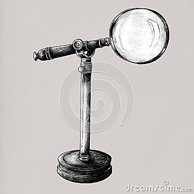 Hand drawn magnifier isolated on gray background Stock Photo