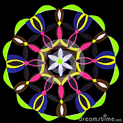 Hand drawn mandala of petal shapes. Stock Photo