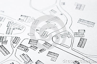Hand drawn Map of a Traditional Village Stock Photo