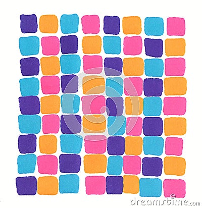 Hand drawn marker neon purple pink blue orange mosaic background Stock Photo