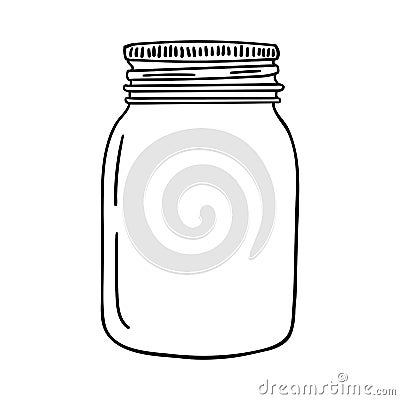 Hand drawn mason jar. Contour sketch. Vector Vector Illustration