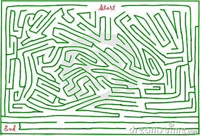 Hand drawn maze number twelve, green color, artistic vector graphic Stock Photo