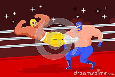 Hand drawn mexican wrestler Vector illustration. Vector Illustration