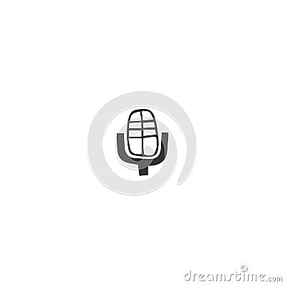 Hand drawn microphone icon. Creative Contest theme. Vector minimal logo element. Vector Illustration