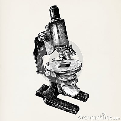 Hand drawn microscope isolated on background Stock Photo