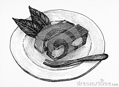 Hand drawn mizu yokan Japanese traditaional dessert Stock Photo