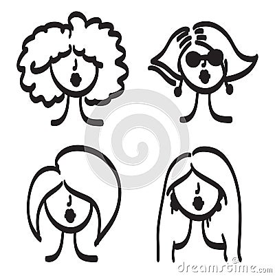 Hand drawn model woman vector icon illustration Vector Illustration