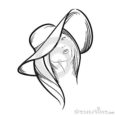 Hand drawn model woman vector icon illustration Vector Illustration