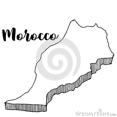 Hand drawn of Morocco map, illustration Stock Photo