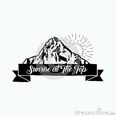 Hand drawn mountain logo template Vector Illustration