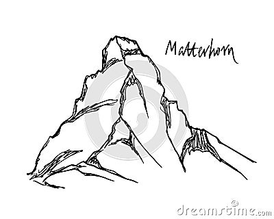 Hand drawn mountain peak Vector Illustration