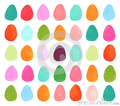 Hand drawn multicolor Easter eggs pattern background Stock Photo