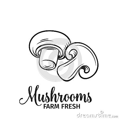 Hand drawn mushrooms icon. Vector Illustration