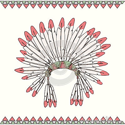 Hand drawn native american indian chief headdress Vector Illustration
