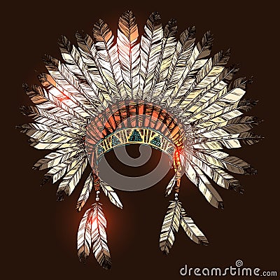 Hand Drawn Native American Indian Headdress Vector Illustration