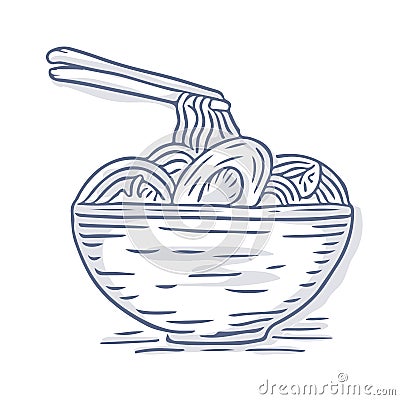 Hand drawn of noodle food vector illustration Cartoon Illustration