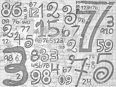 Hand drawn numbers paper grid background Stock Photo