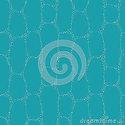 Hand drawn organic abstract white cell structure design. Seamless vector pattern on aqua blue background. Great for Vector Illustration