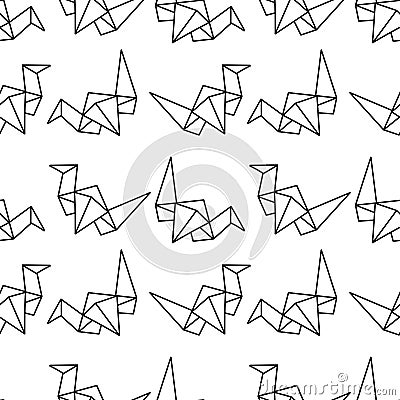 hand drawn origami swan seamless pattern Vector Illustration