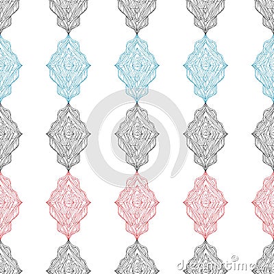 Hand drawn ornament pattern. Vector geometric tracery seamless background. Vector Illustration