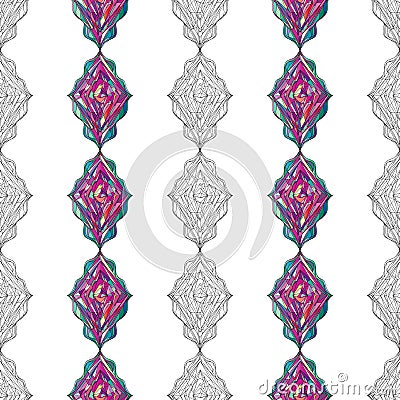 Hand drawn ornament pattern. Vector geometric tracery seamless background. Vector Illustration