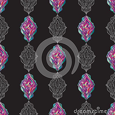 Hand drawn ornament pattern. Vector geometric tracery seamless background. Vector Illustration