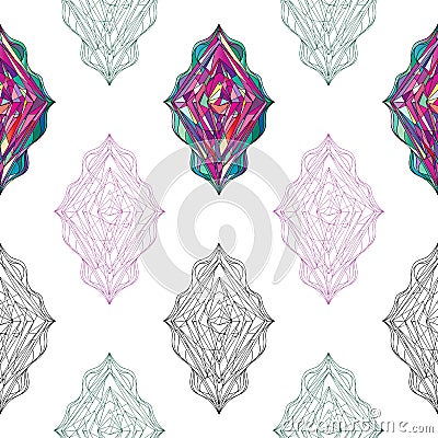 Hand drawn ornament pattern. Vector geometric tracery seamless background. Vector Illustration