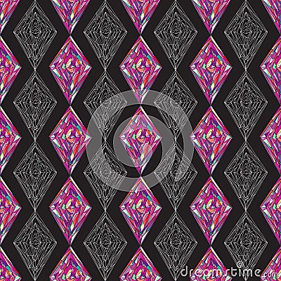 Hand drawn ornament pattern. Vector geometric tracery seamless background. Vector Illustration