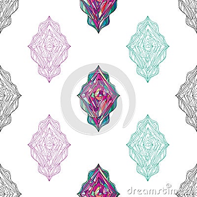 Hand drawn ornament pattern. Vector geometric tracery seamless background. Vector Illustration