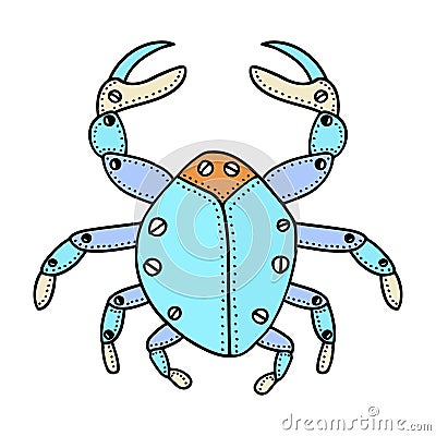 Hand drawn ornamental crab Vector Illustration