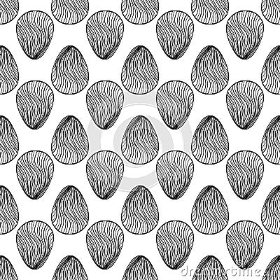 Hand drawn ornamental eggs seamless pattern. Cartoon Illustration