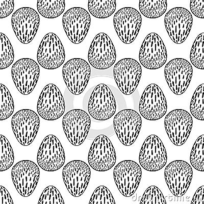 Hand drawn ornamental eggs seamless pattern. Cartoon Illustration