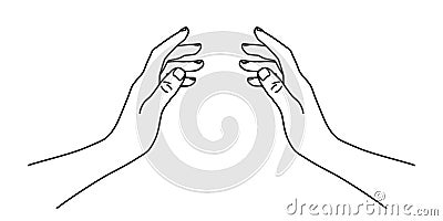 Hand drawn outline lineart hand doodle. Touching gesture Vector Illustration